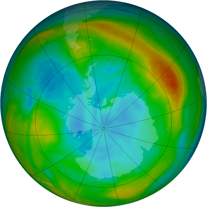 Antarctic ozone map for 24 July 1982